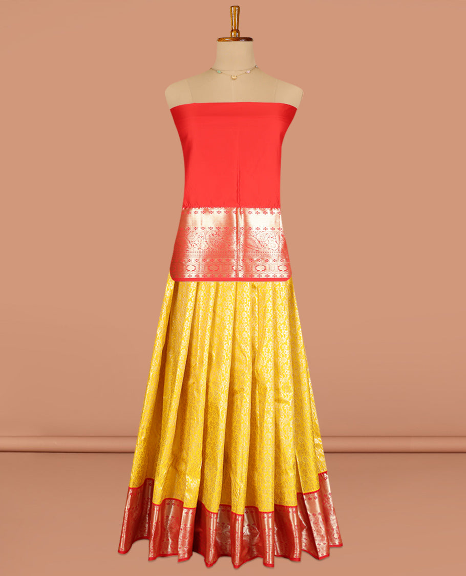 Yellow Art Silk Pavadai Material Set