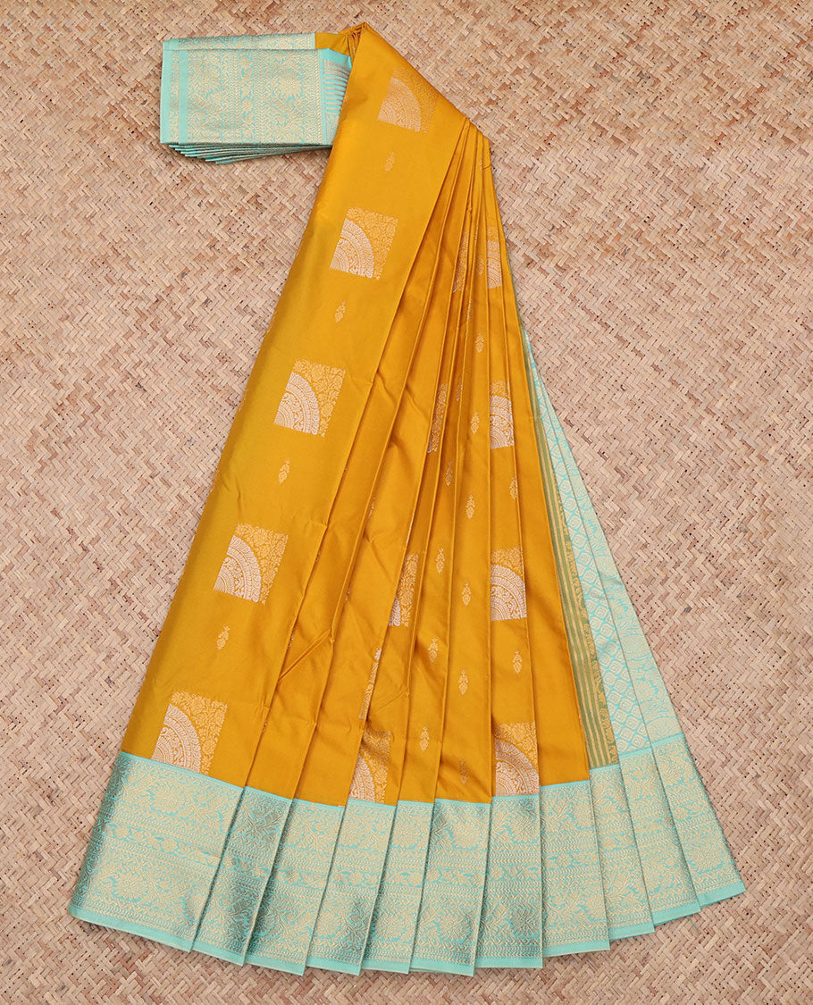 Yellow Traditional Zari Butta Budget Silk Saree
