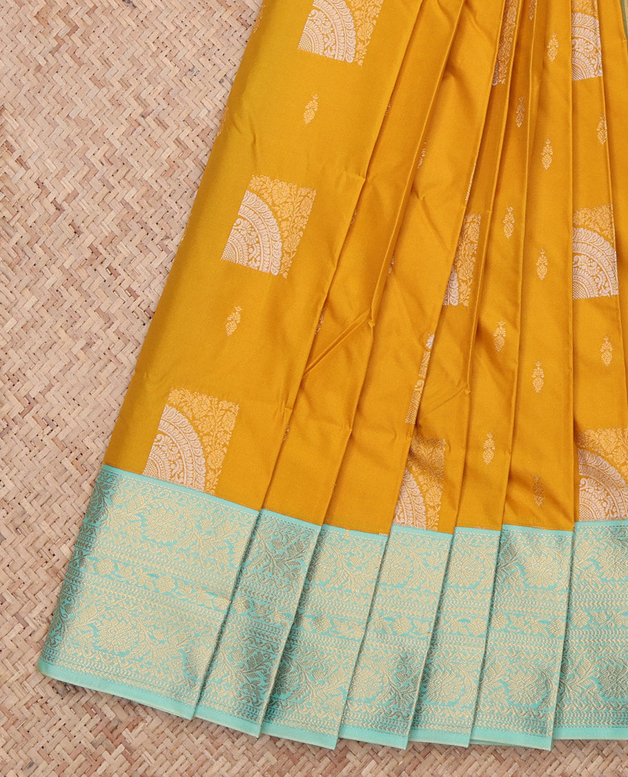 Yellow Traditional Zari Butta Budget Silk Saree