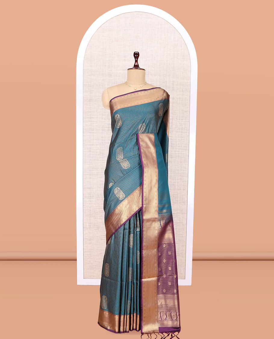 Blue Peacock Chakram Budget Silk Saree