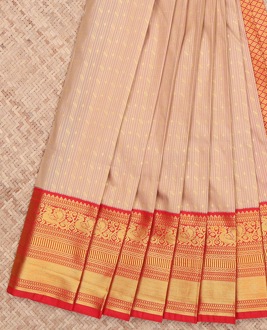 Light Sandal Zari Stripes Budget Silk Saree