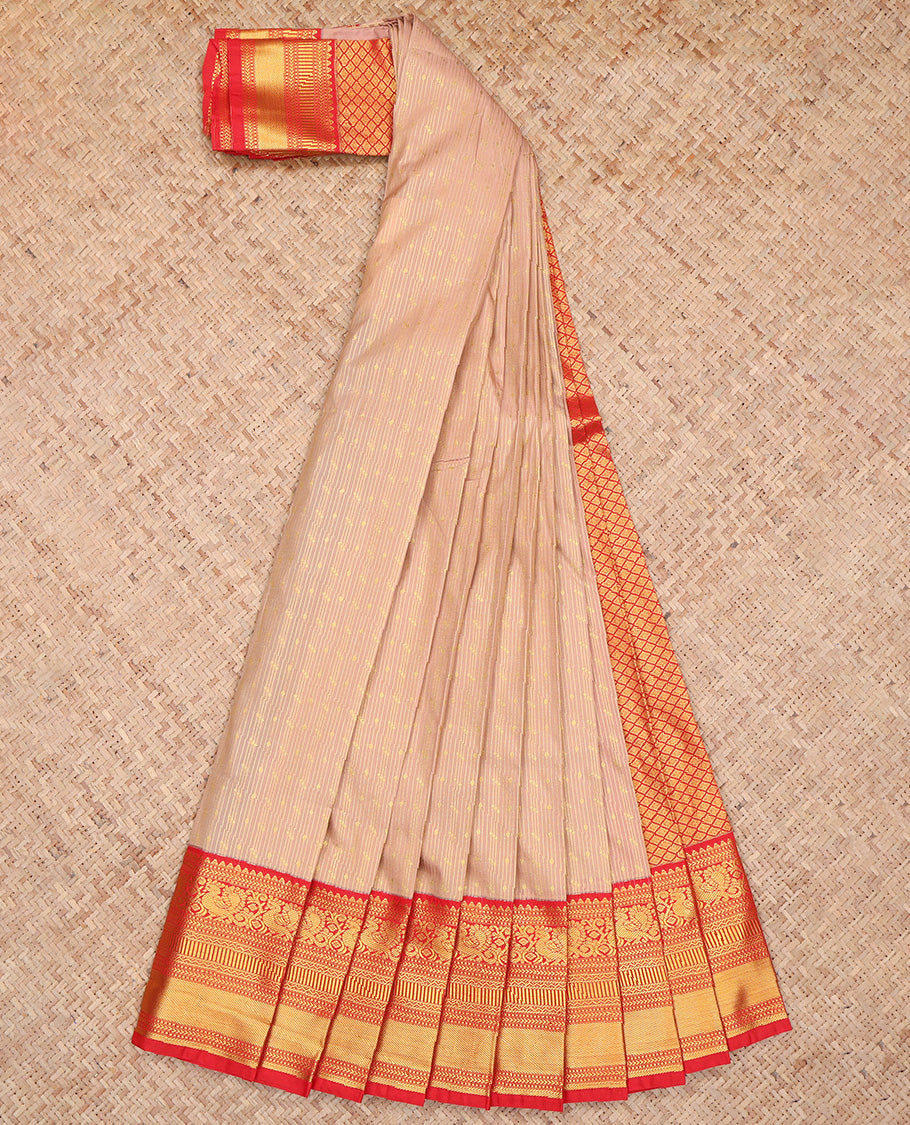 Light Sandal Zari Stripes Budget Silk Saree