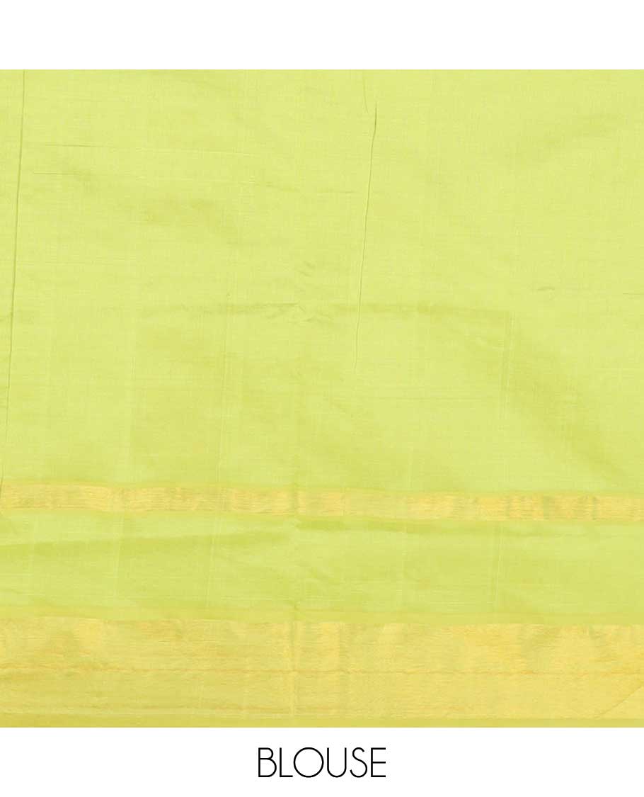Grey striped poly cotton saree, contrast bavanji zari border, and striped pallu