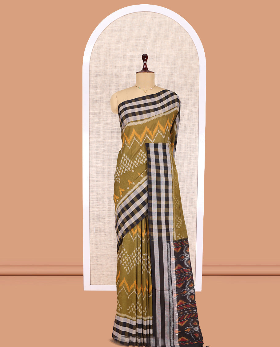 Green Pochampally Ikat Cotton Saree