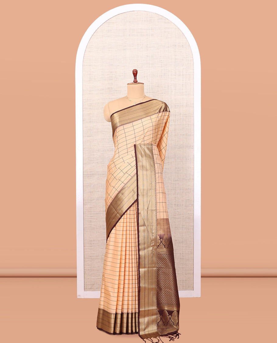 Biscuit Checks Semi-Soft Silk Saree