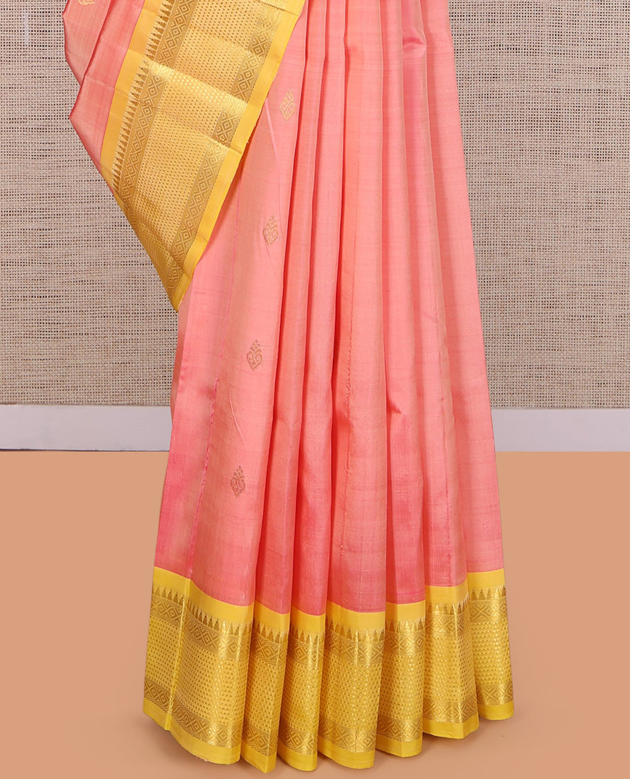 Pink Kanchipuram Zari Butta Silk Saree