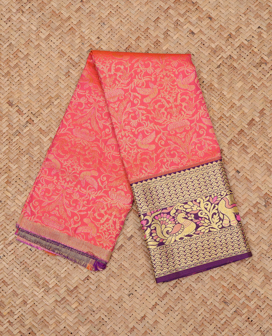 Pink Pure Silk Navarathna Pavadai Material Set