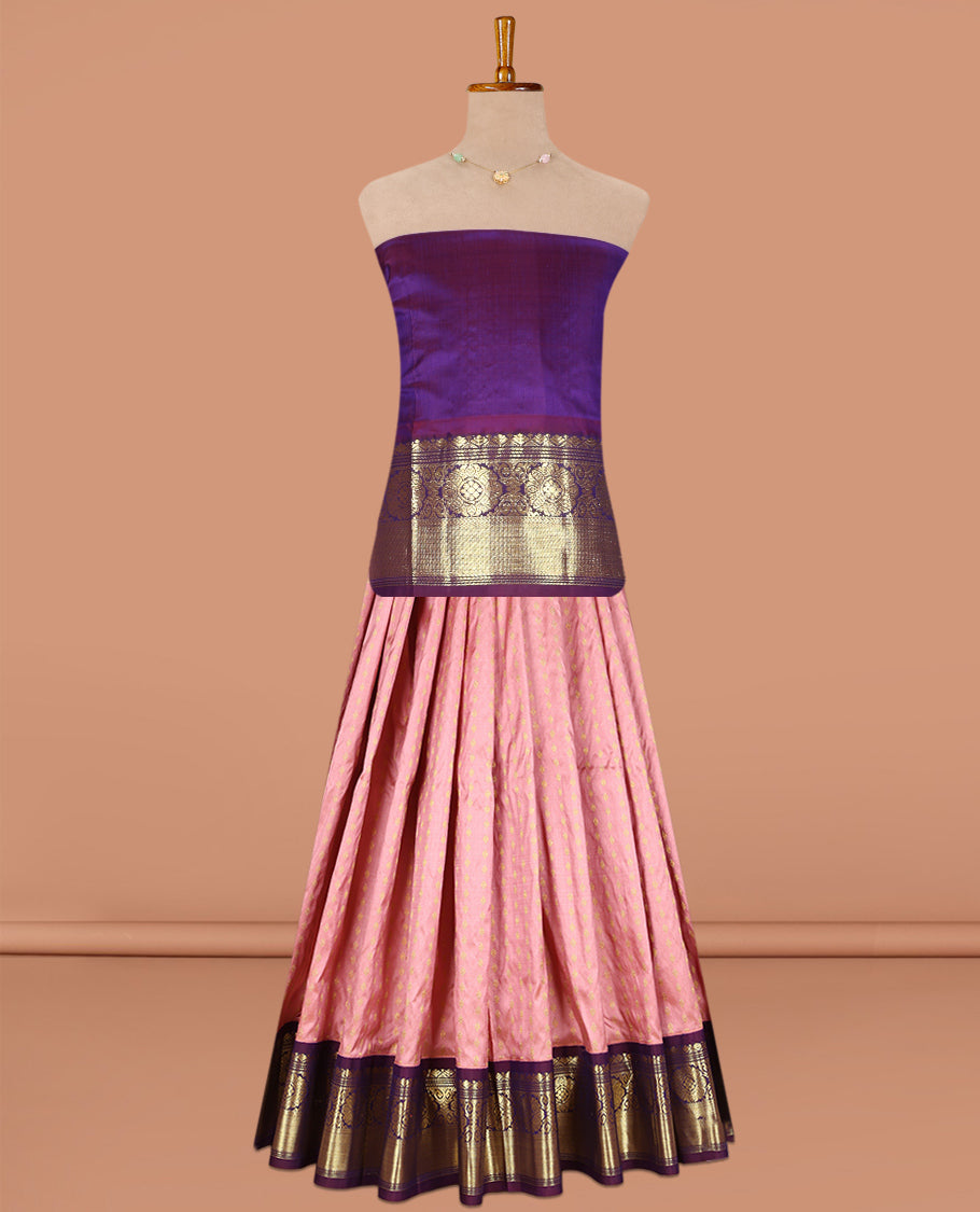 Pink Pure Silk Navarathna Pavadai Material Set