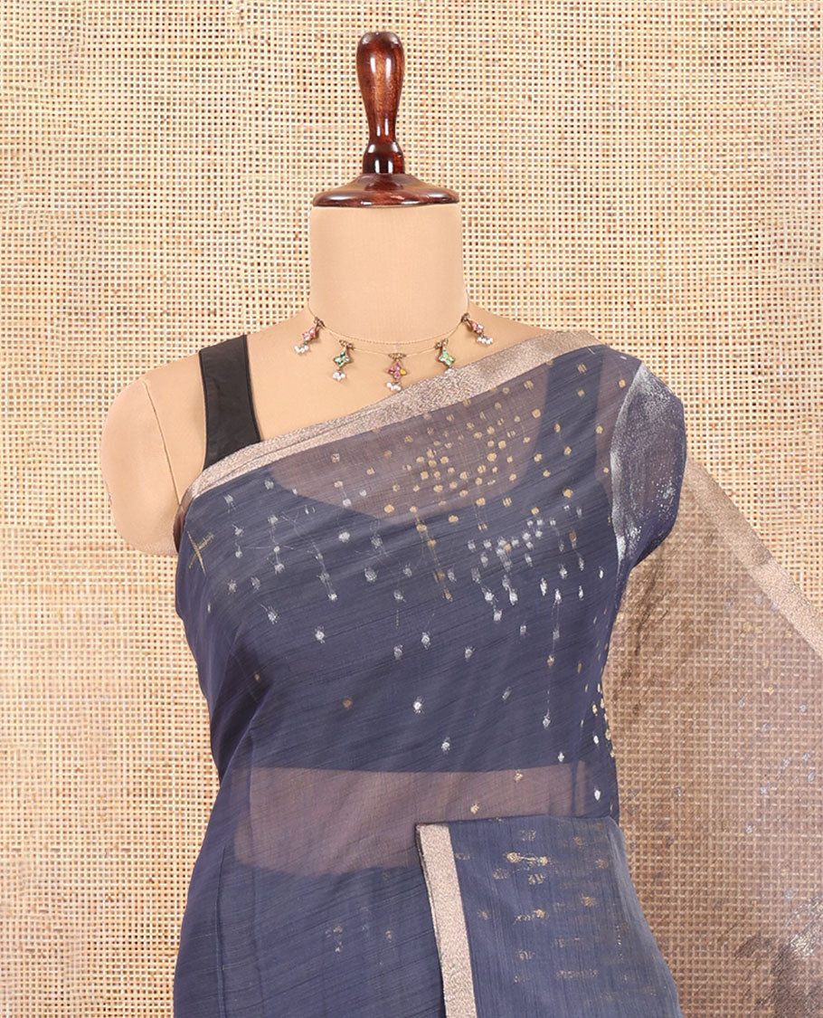 Navy Blue Chanderi Cotton Saree