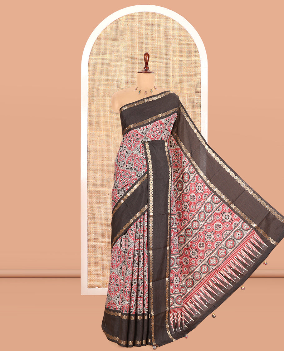 Black Dola Tussar Saree