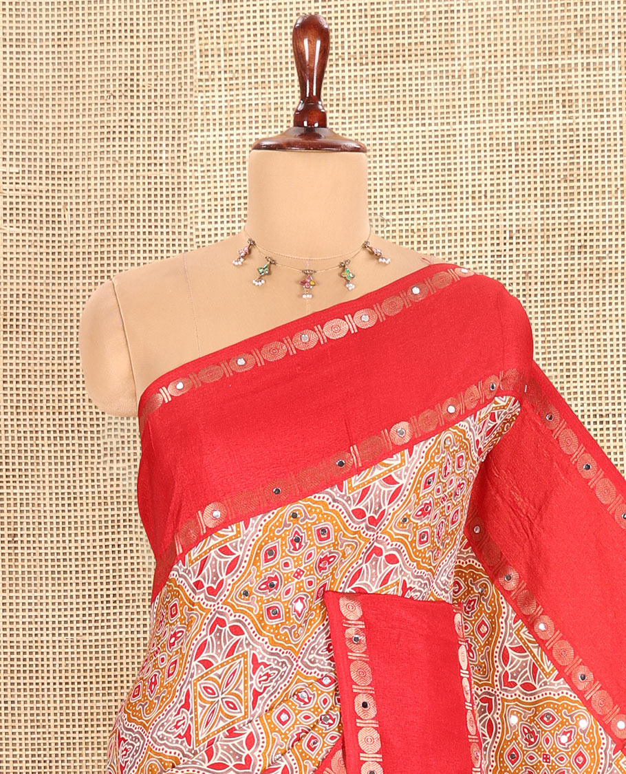 Red Dola Tussar Saree