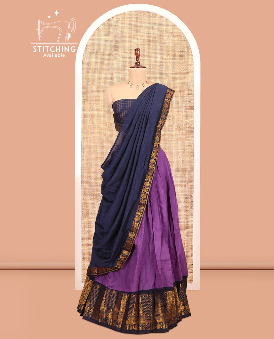 Dark Lavender Sungudi Cotton Half-Saree