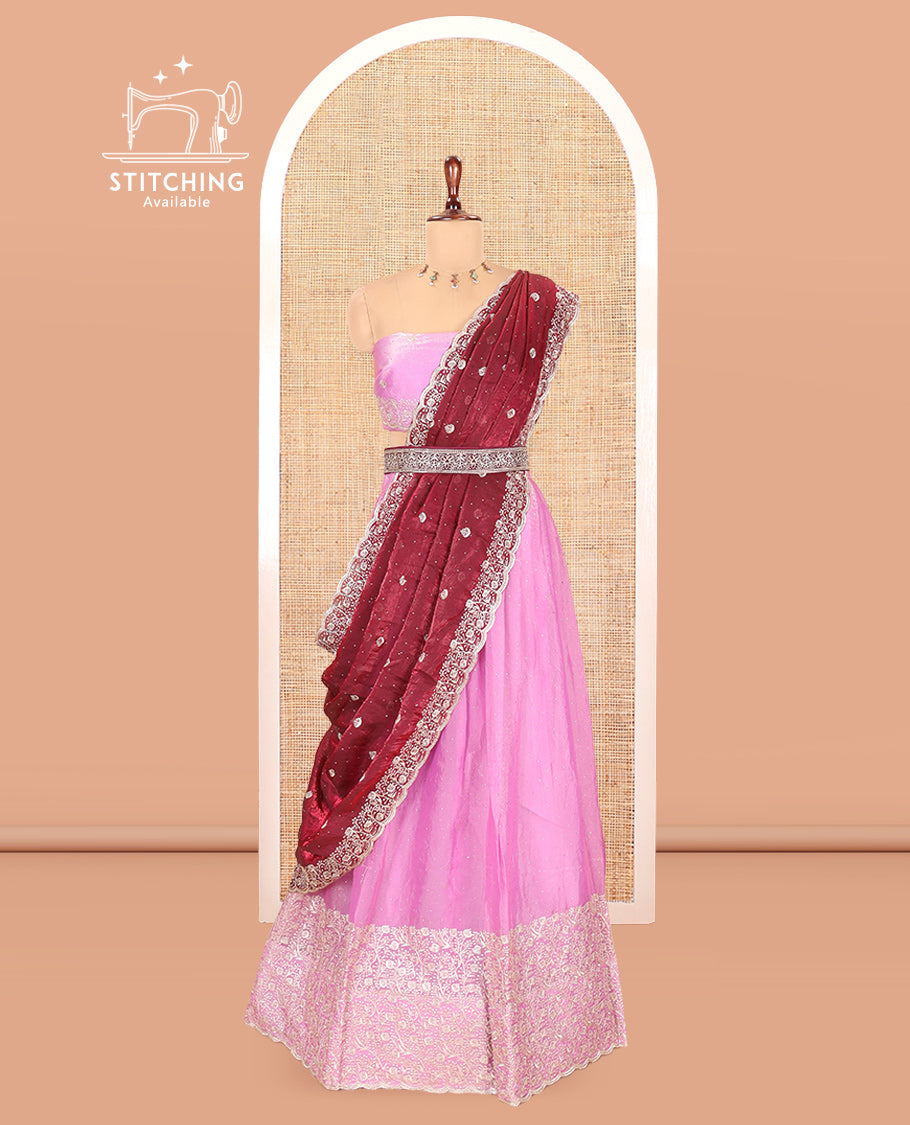Lavender Moss Organza Half-Saree