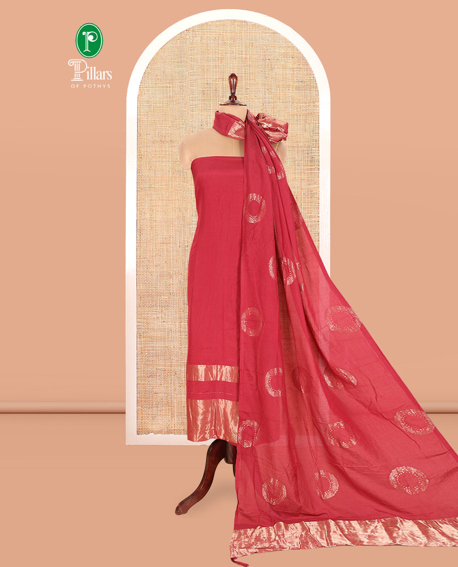 Maroon Semi-Silk Material Chudidar Set