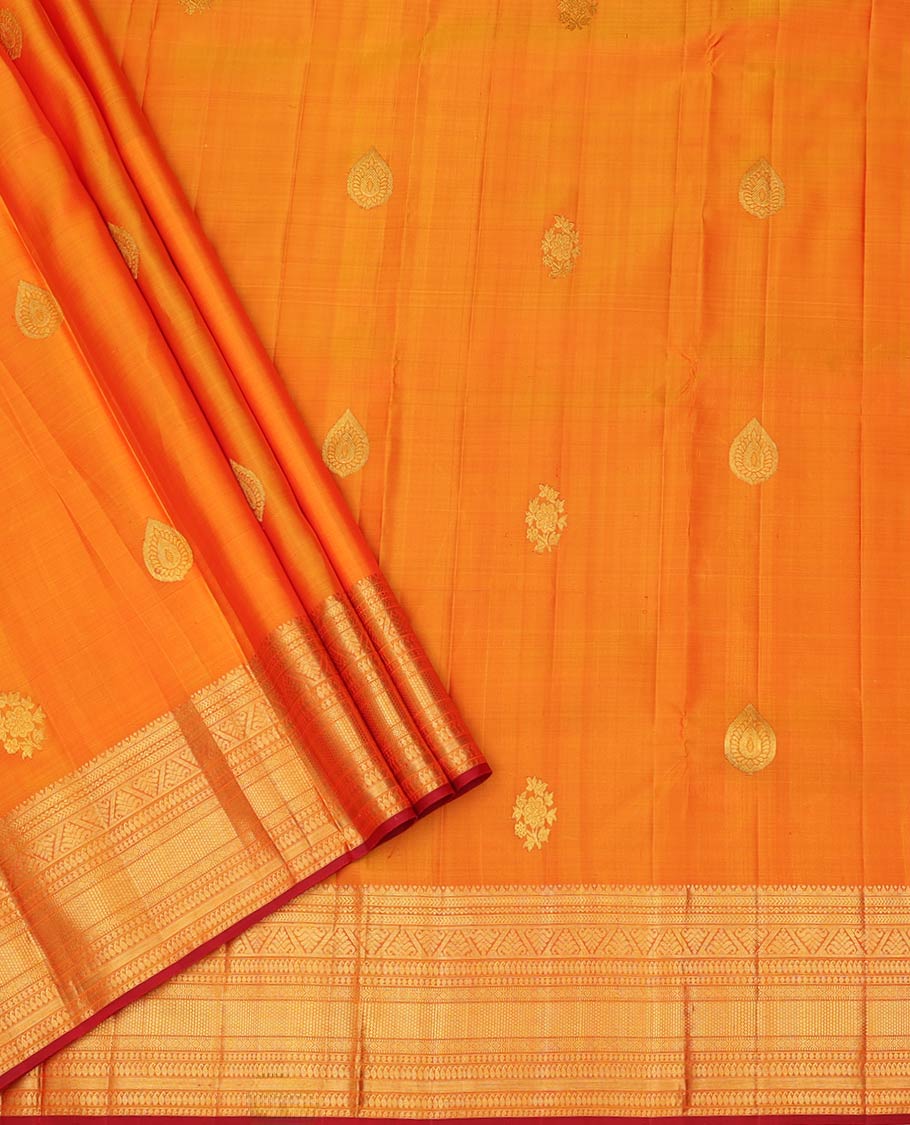Orange Pure Silk Half-Saree