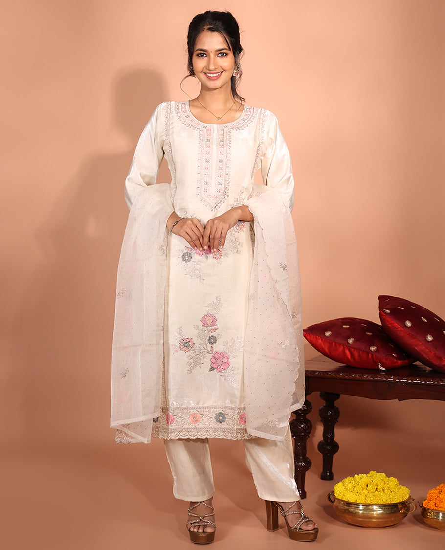 Cream Glass Readymade Suit