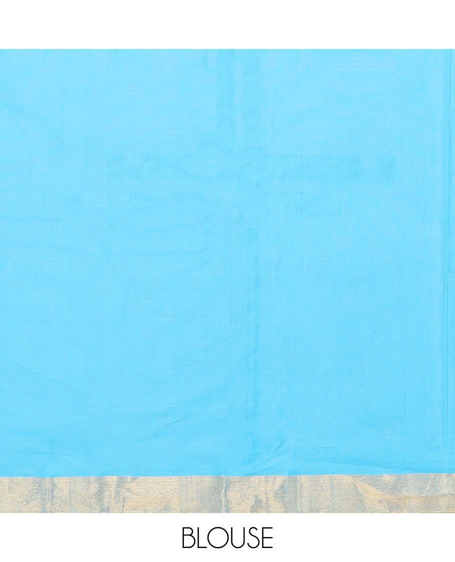 Multi-color checked silk cotton saree with contrast striped border & floral design pallu