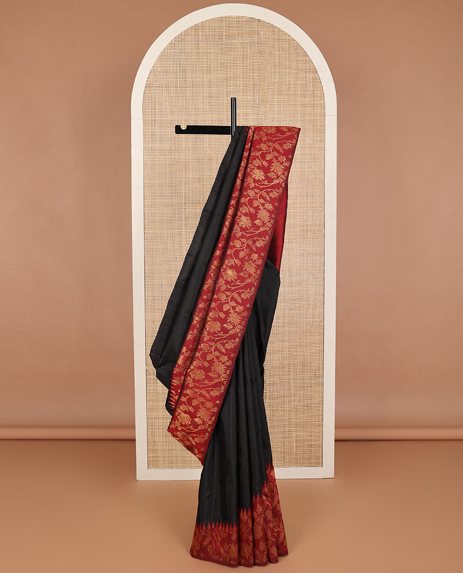 Borderless multi-color floral jacquard silk saree with bhavanji pallu
