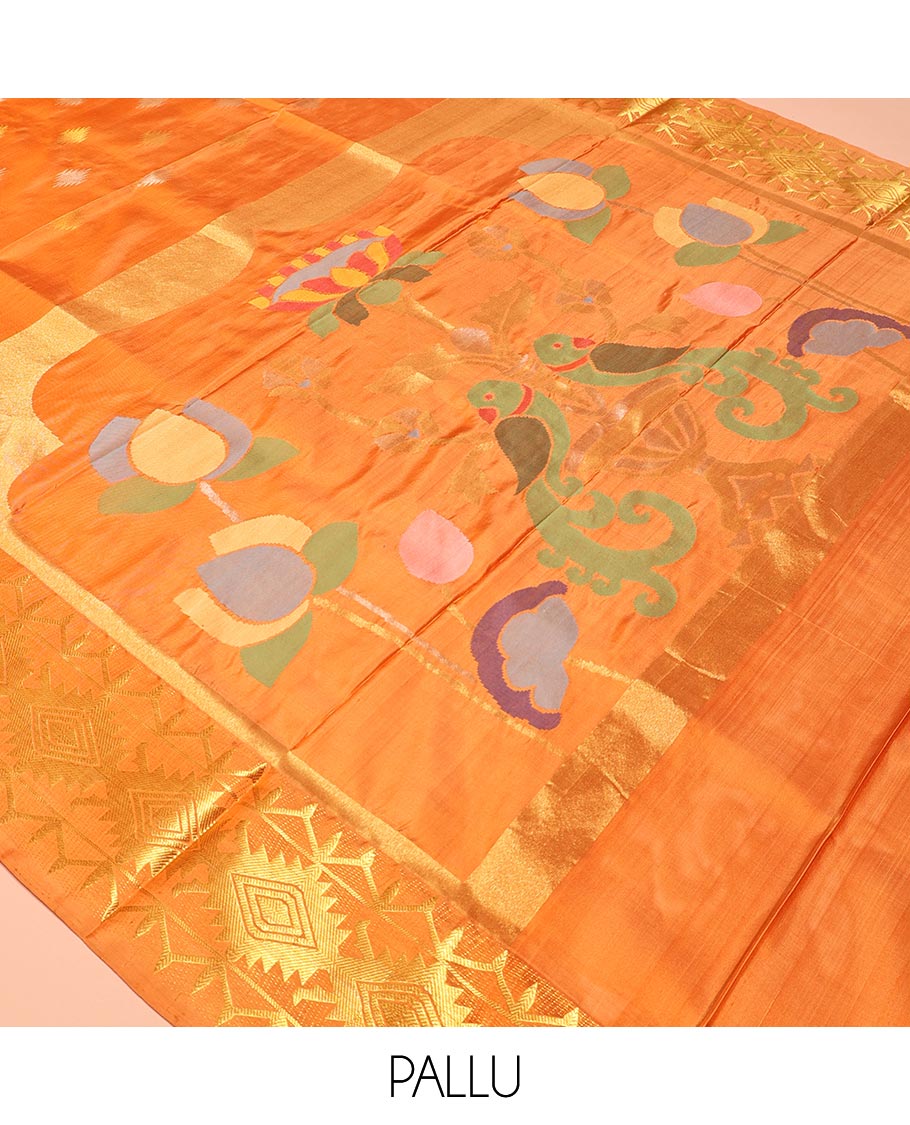 Orange Venkatagiri Silk Saree