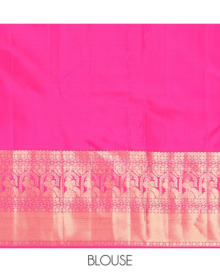 Bottle green buttas vasundhara silk saree with contrast zari design border & argyle design pallu