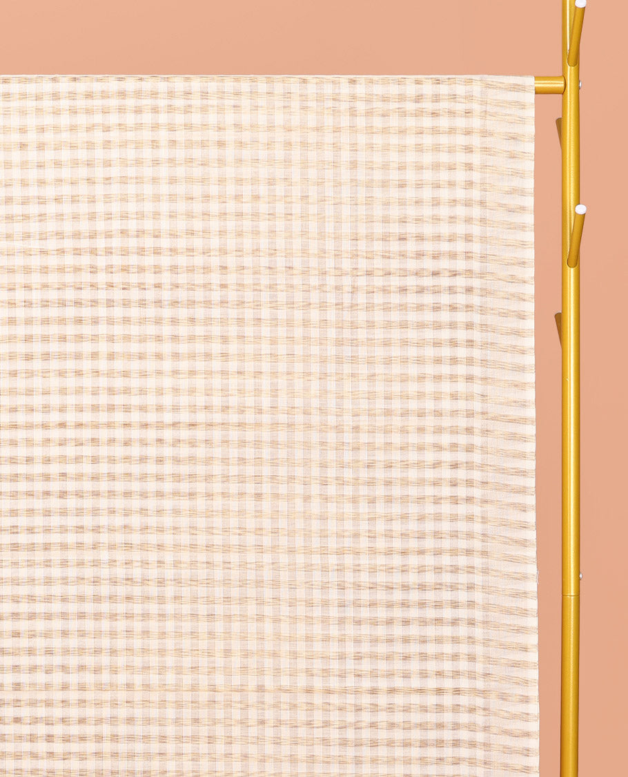 Borderless Cream Checked Chirala Cotton Saree, a Self-Pallu, and a Matching Blouse