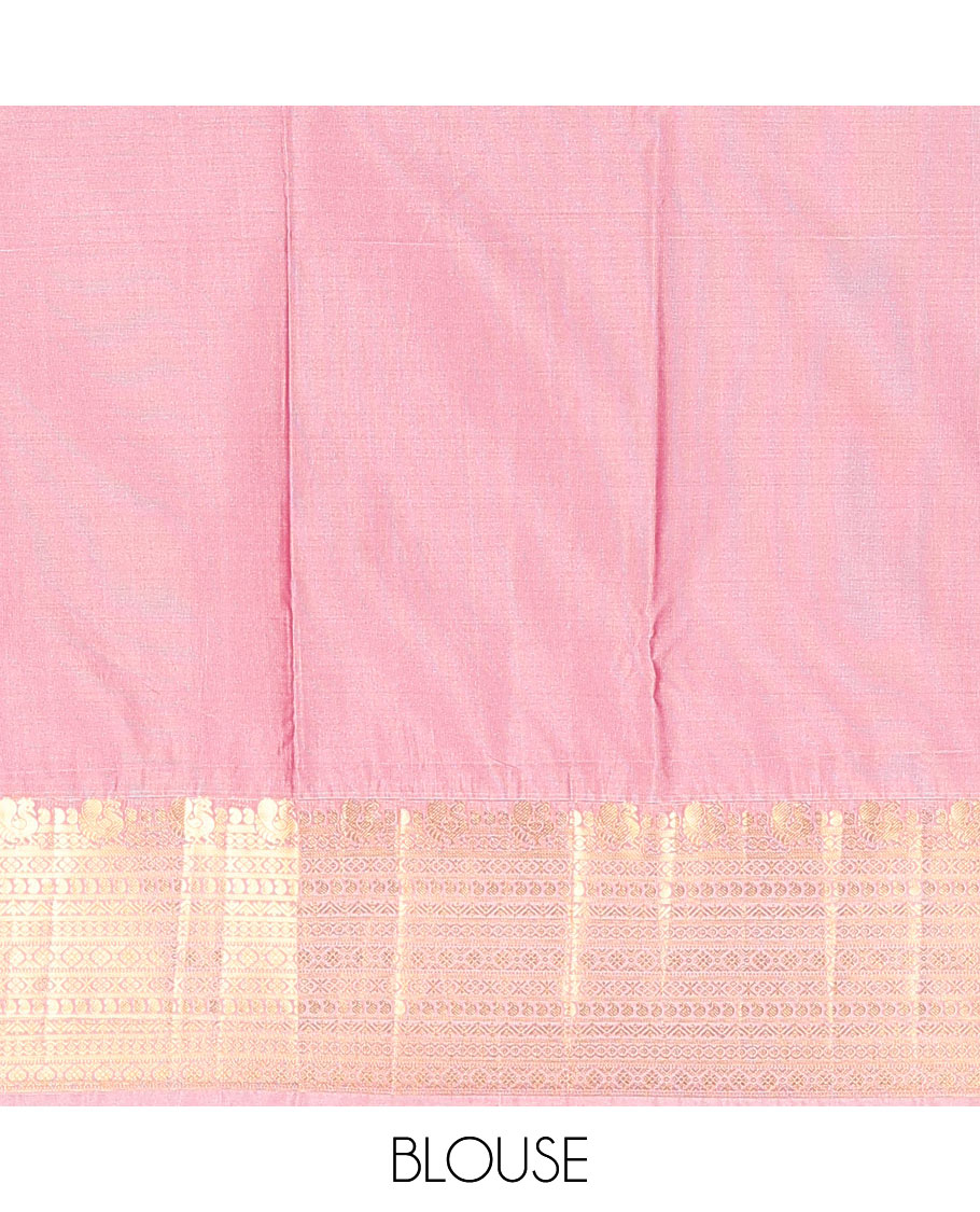 Maroon zari buttas budget silk saree, contrast traditional zari design border, and pallu steeped with traditional motifs