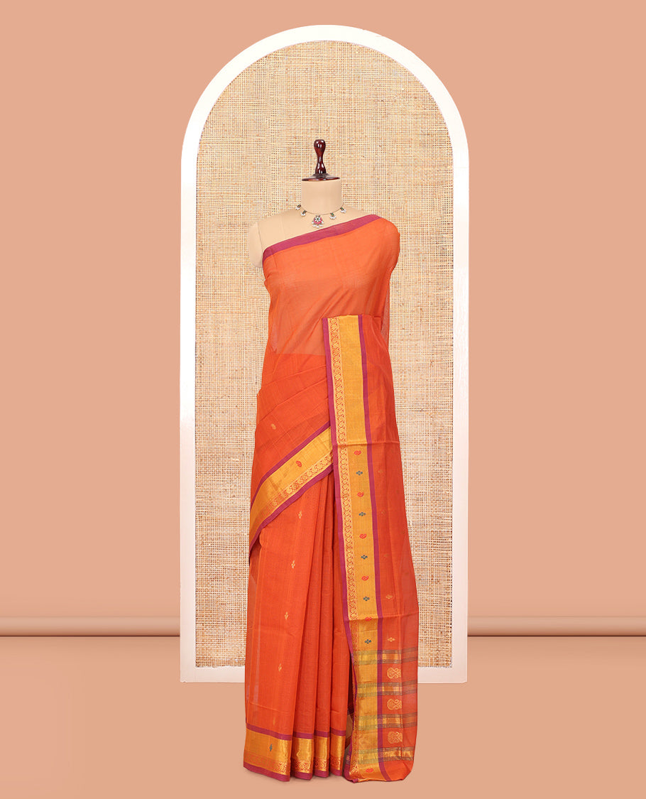 Orange Venkatagiri Cotton Saree