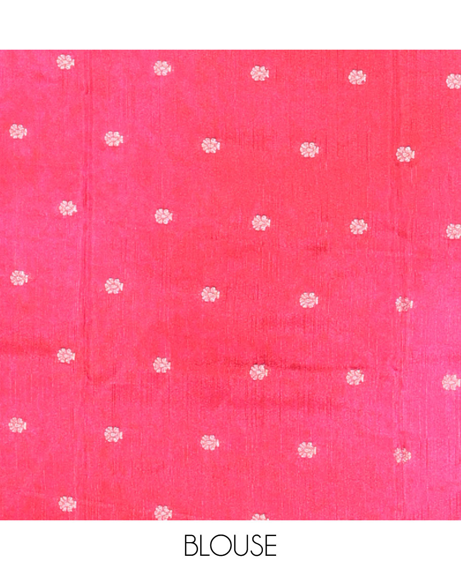 Black Georgette Saree Highlighted with Unique Print, Complemented by a Contrast Traditional Zari Border, Pallu Gleamed Up with Zari, and Paired with a Contrast Buttas Woven Blouse