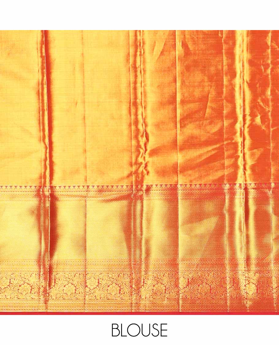Pink zari jacquard tissue silk saree, contrast jaal pallu & border of muthu, diamond & floral designs