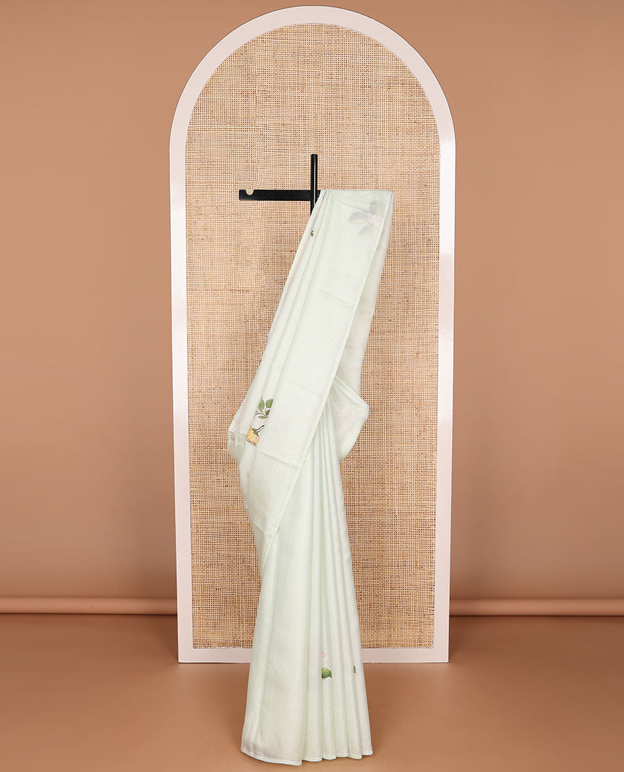 Light blue floral design kota silk saree