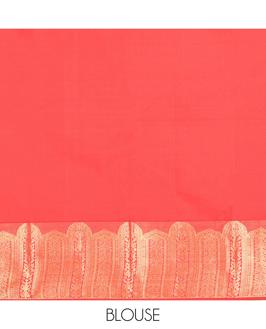 Green floral buttas vasundhara silk mix saree, contrast Mughal-style motifs woven border & pallu of ogee patterns