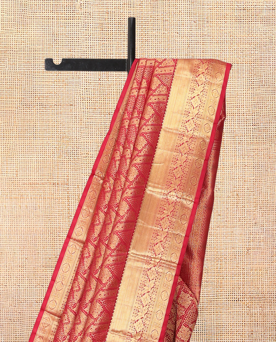 Red Jacquard Kanchipuram Wedding Silk Saree