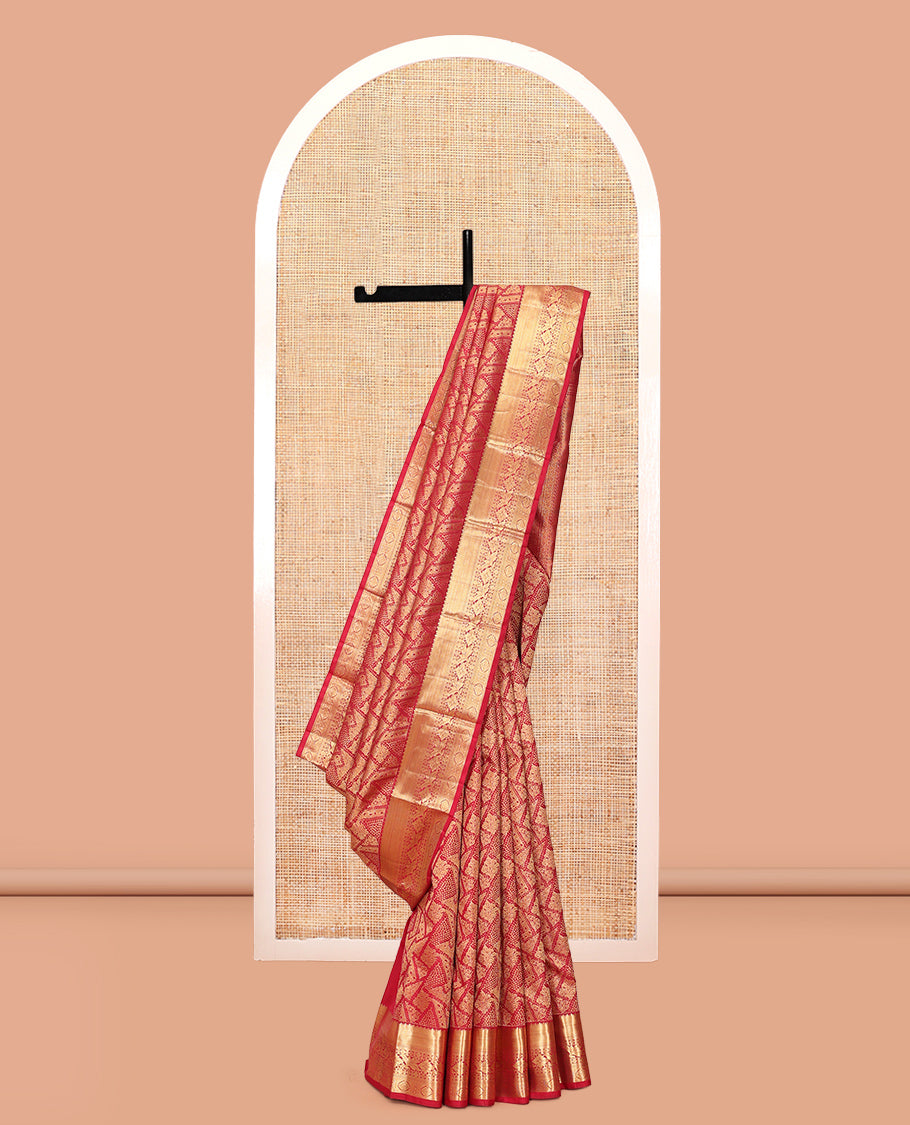 Red Jacquard Kanchipuram Wedding Silk Saree