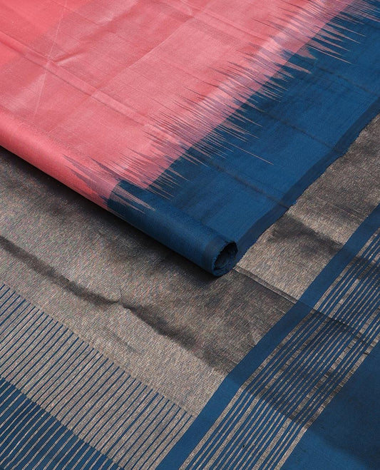 Pink zari buttas soft silk saree, contrast temple zari border & seppu rekku pallu