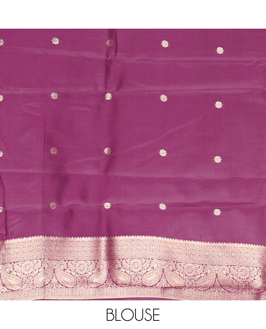 Royal Blue Zari Checked Litchi Saree with Contrast Ganga-Jamuna Border, Grand Pallu, and a Contrast Blouse