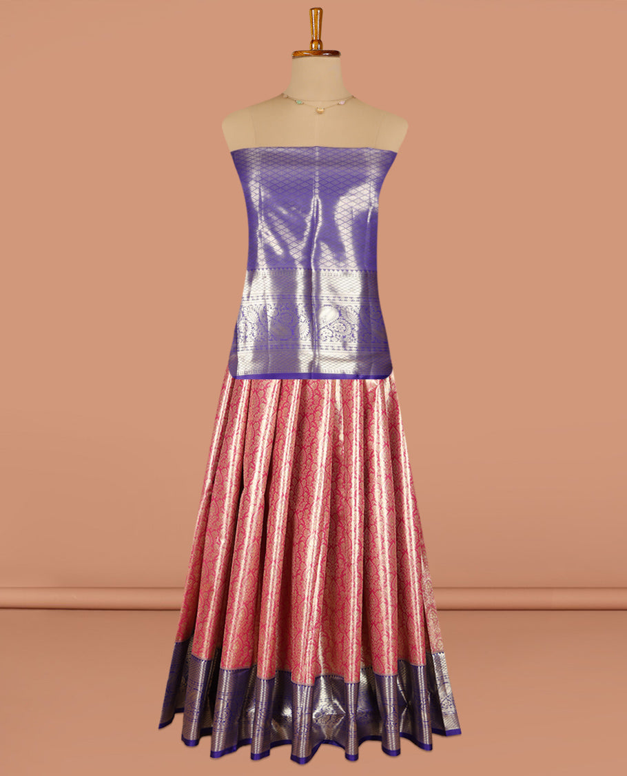 Peach Art Silk Pavadai Material Set