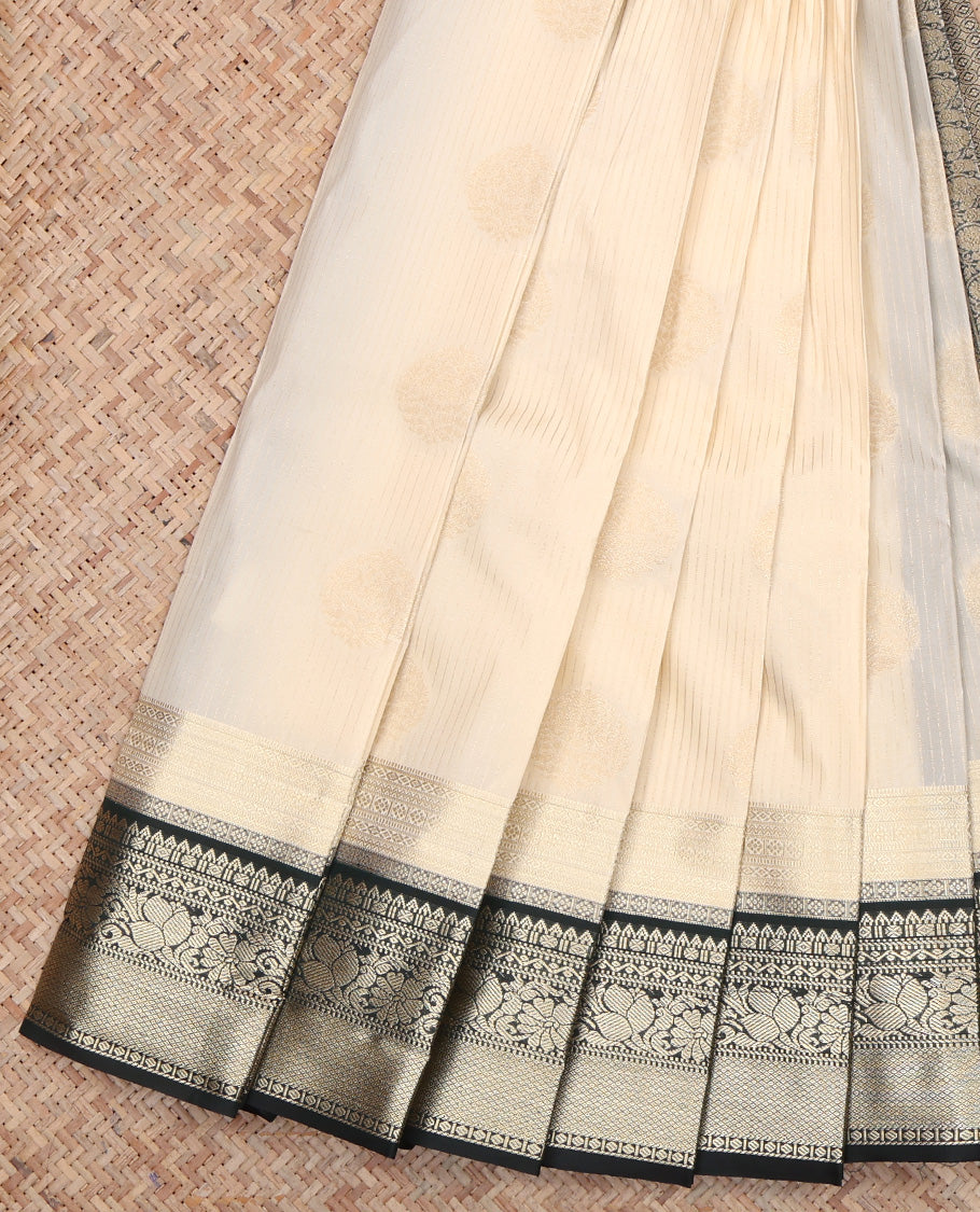 Cream Stripes Budget Silk Saree