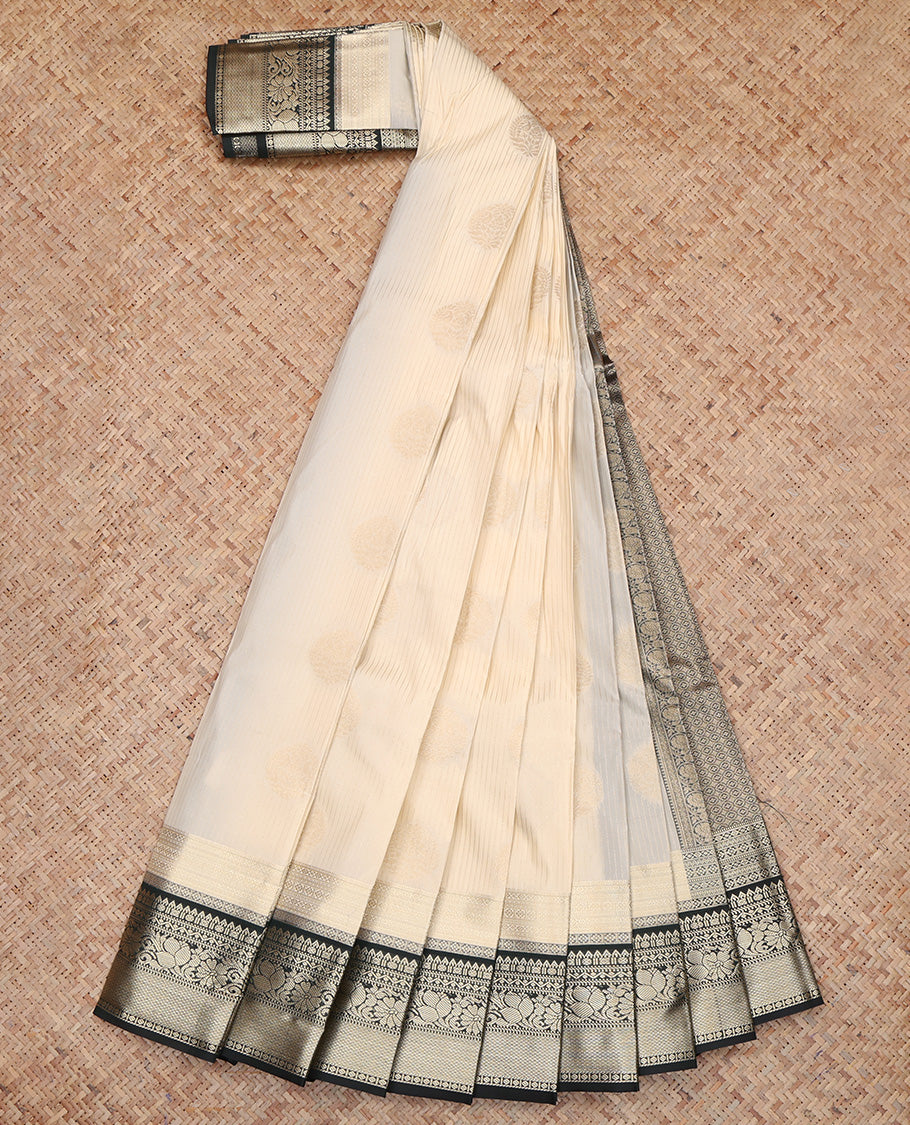 Cream Stripes Budget Silk Saree