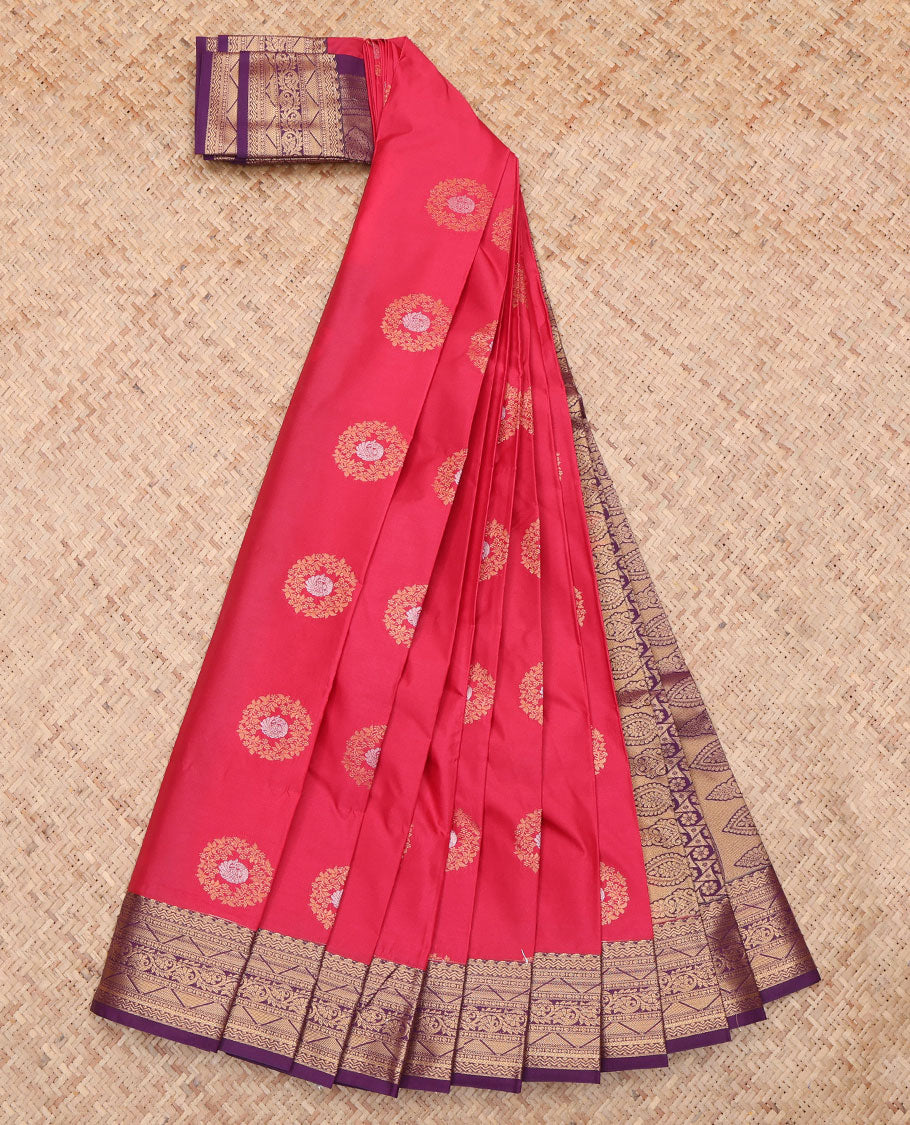 Red Traditional Zari Butta Budget Silk Saree