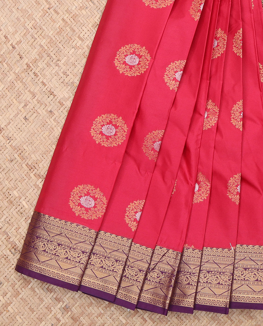 Red Traditional Zari Butta Budget Silk Saree