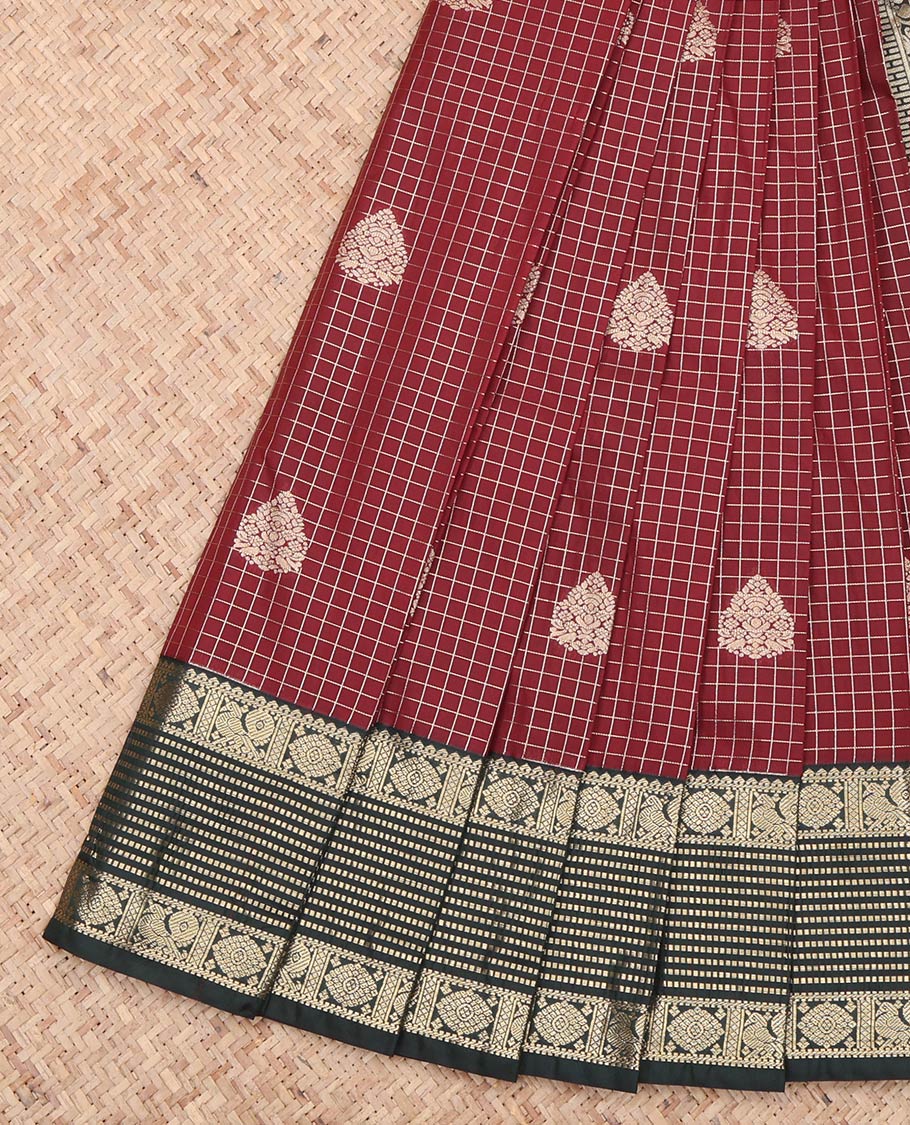Maroon Traditional Zari Design Budget Silk Saree