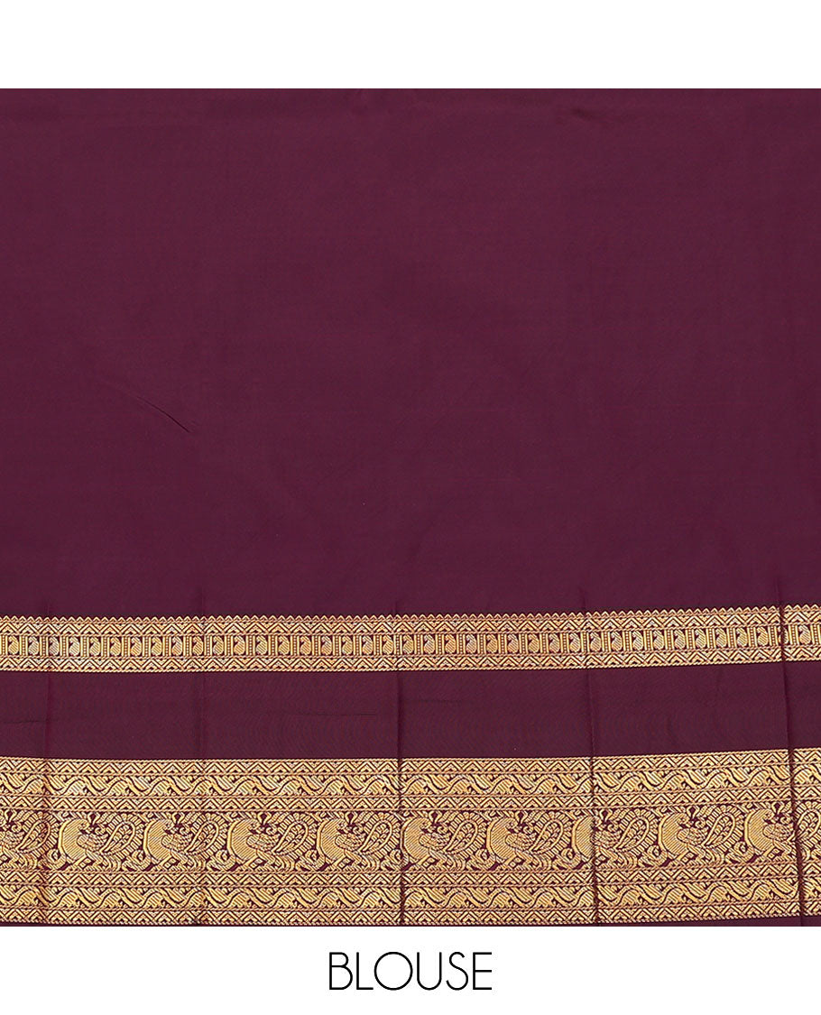 Orange zari striped and buttas budget silk saree, contrast traditional zari design rettai pettu border, and jaal pallu