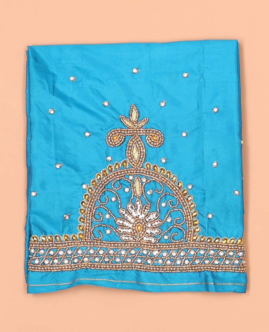 Sky blue floral aari embroidered material blouse