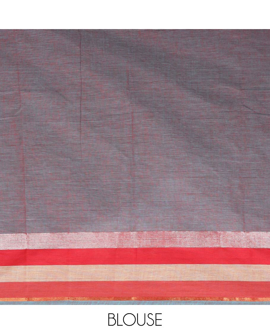 Green human figurines printed chirala cotton saree, contrast striped border, and pallu of stripes