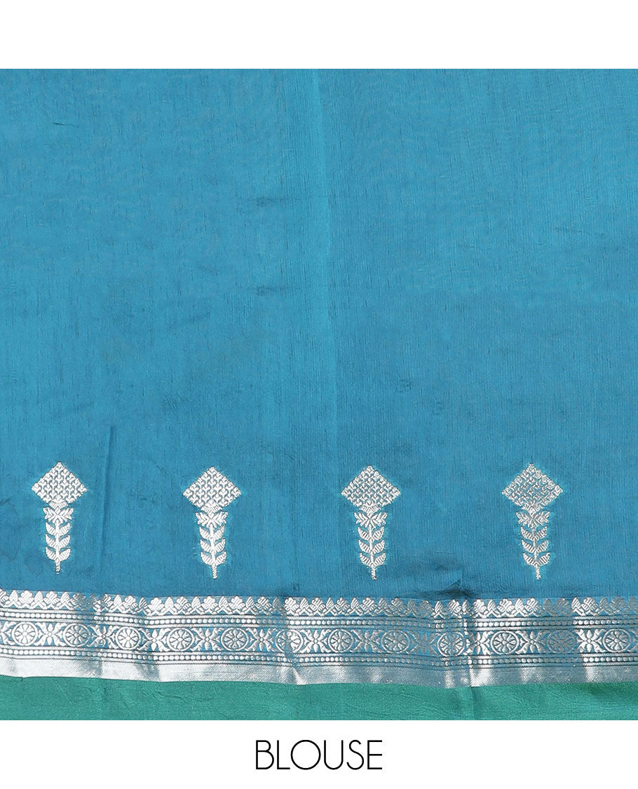 Red motifs raw mango silk saree with self zari design border & argyle design pallu