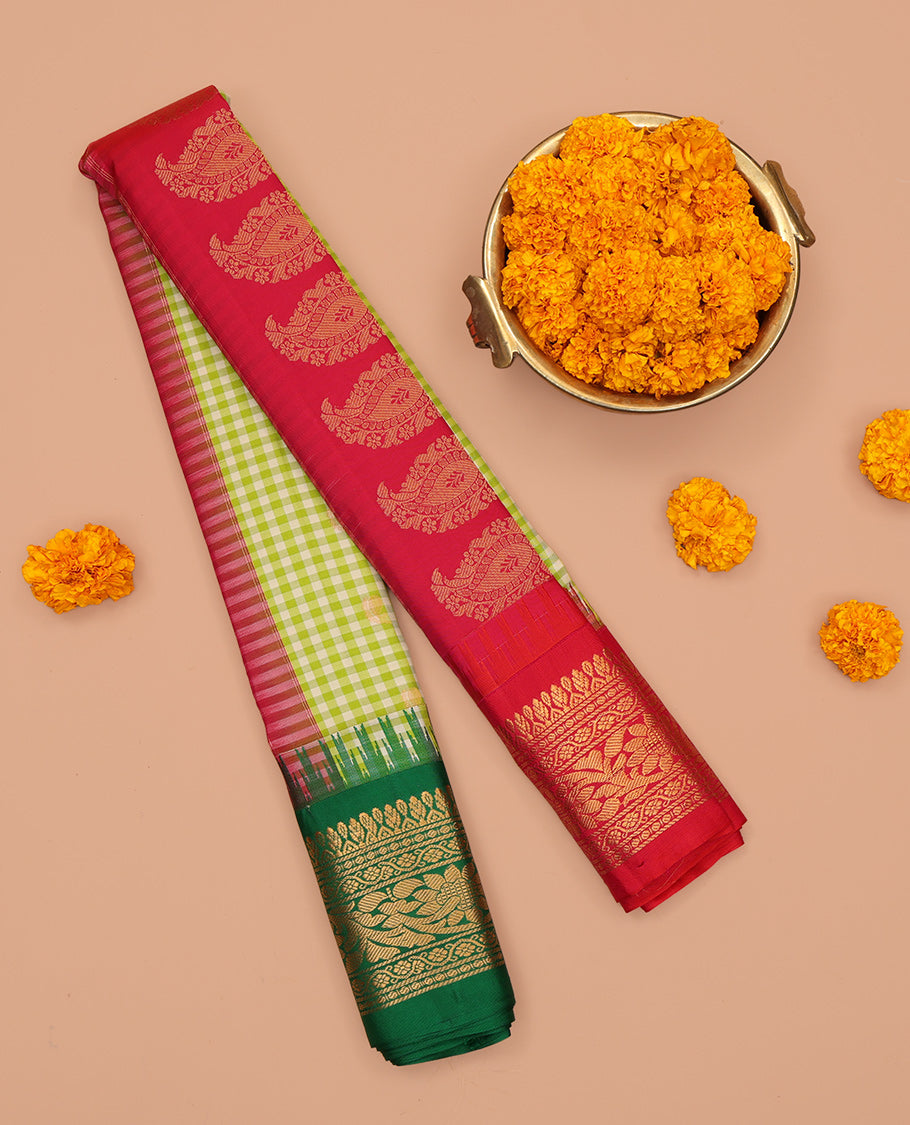 Apple Green Gadwal Silk Saree