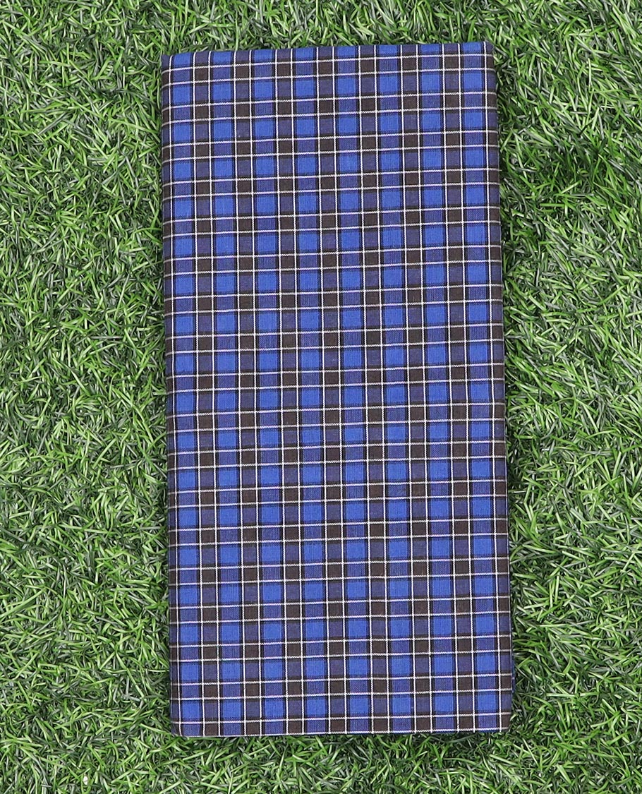 Blue micro checked cozy cotton lungi