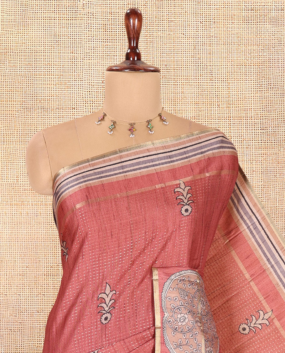 Rust Fancy Tussar Saree