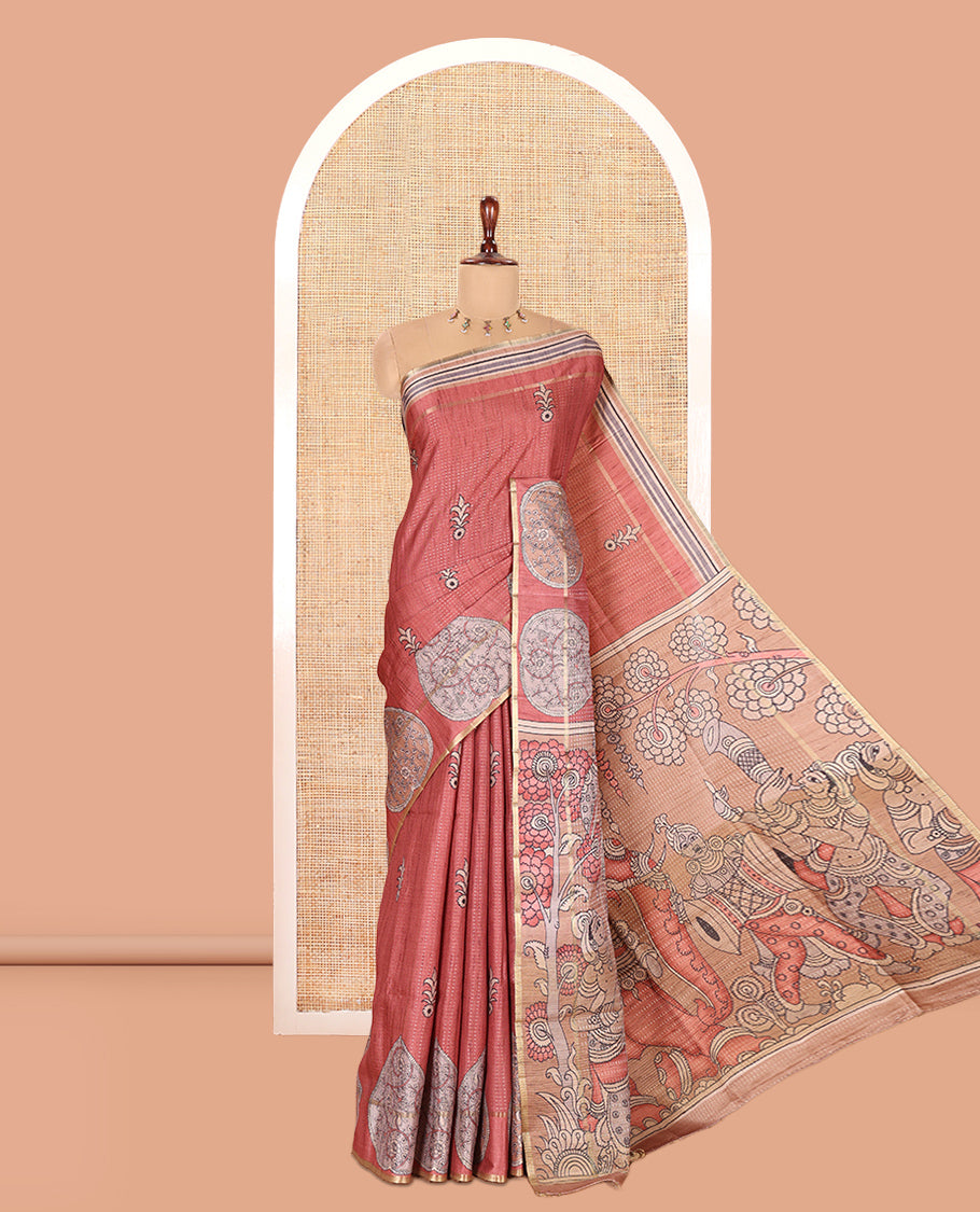 Rust Fancy Tussar Saree