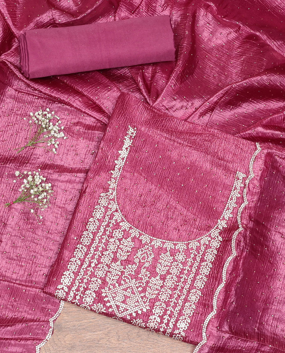 Purple Chiffon Material Chudidar Set